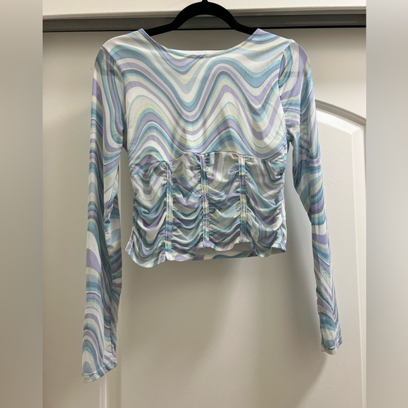 NWOT Madden NYC Sheer Corset Ruched Top - Picture 4 of 9